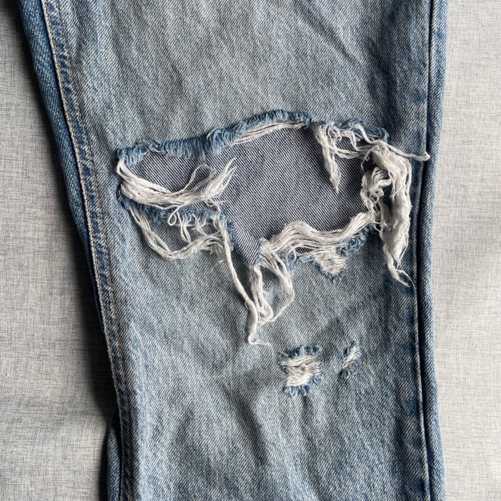Free People Distressed High Waisted Straight Leg Jeans Womens Size 28 Blue - Picture 5 of 15
